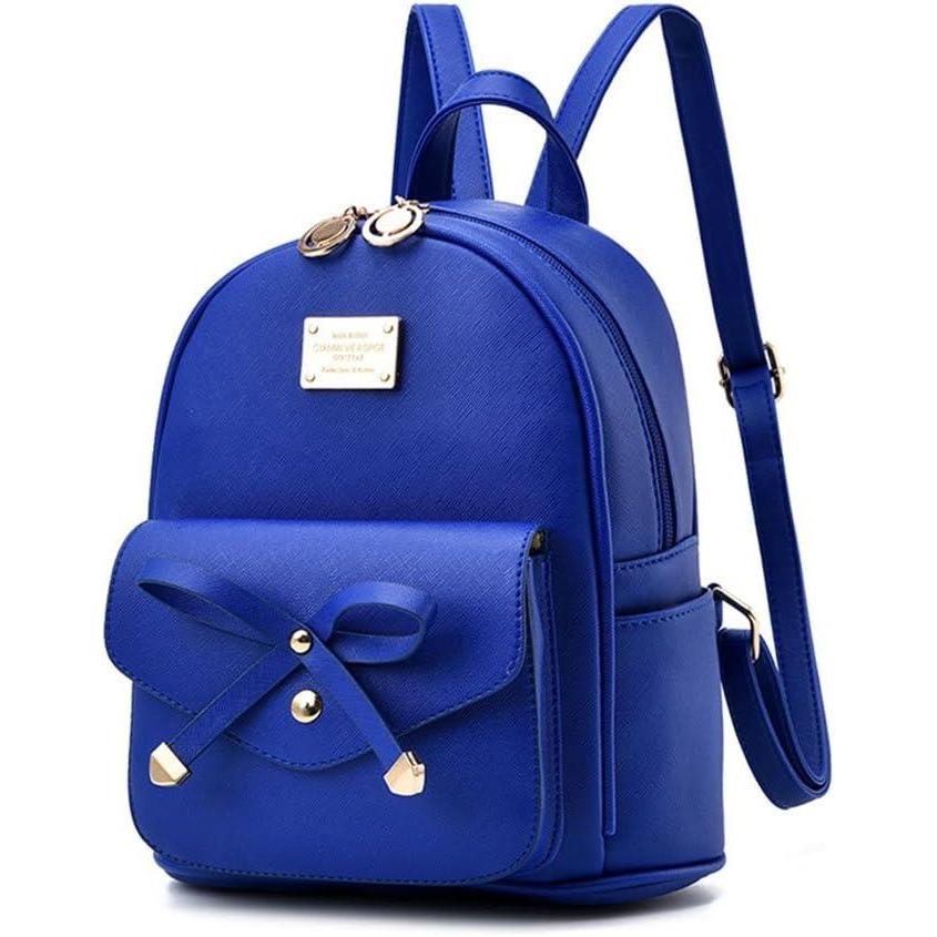 imageI IHAYNER Girls Bowknot Cute Leather Backpack Mini Backpack Purse for WomenBlue