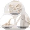 I IHAYNER Girls Bowknot Cute Leather Backpack Mini Backpack Purse for Women(Beige)