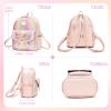 I IHAYNER Girls Bowknot Cute Leather Backpack Mini Backpack Purse for Women(Glitter Pink)