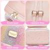 I IHAYNER Girls Bowknot Cute Leather Backpack Mini Backpack Purse for Women(Glitter Pink)
