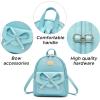 I IHAYNER Girls Bowknot Cute Leather Backpack Mini Backpack Purse for Women(Pearl Blue)