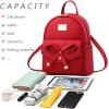 I IHAYNER Girls Bowknot Cute Leather Backpack Mini Backpack Purse for Women(Red)