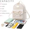I IHAYNER Girls Bowknot Cute Leather Backpack Mini Backpack Purse for Women(Silver)