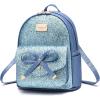 I IHAYNER Girls Bowknot Cute Leather Backpack Mini Backpack Purse for Women(Glitter Bright Blue)