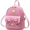 I IHAYNER Girls Bowknot Cute Leather Backpack Mini Backpack Purse for Women(Pink)