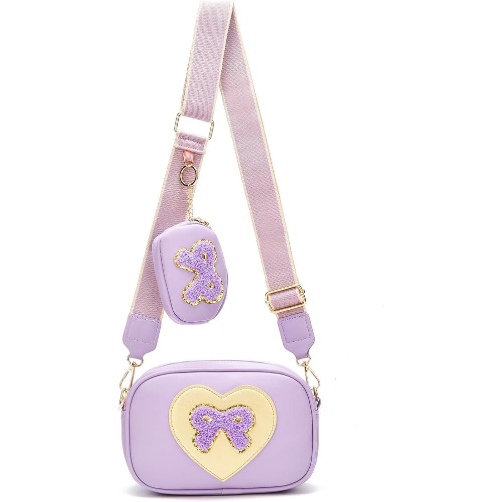 imageI IHAYNER Birthday Gifts for Girl Kids Purse Little Girls Purse Crossbody Bag for Women Small Travel Shoulder Bags for Girls PinkPure Purple