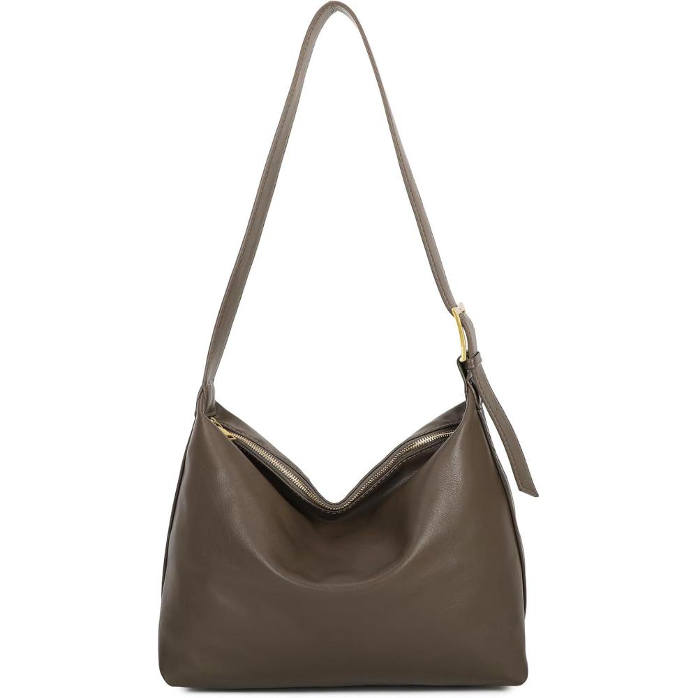 imageI IHAYNER Hobo Crossbody Bag for Women Stylish Soft Leather Shoulder Purse Casual Handbag ToteGrey