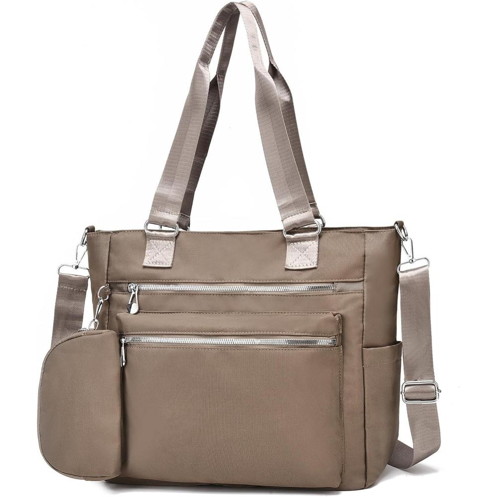 imageI IHAYNER Laptop Tote Bag for Women 156 Inch Waterproof Canvas Work Bag Business Briefcase Computer Bags for TravelCamel