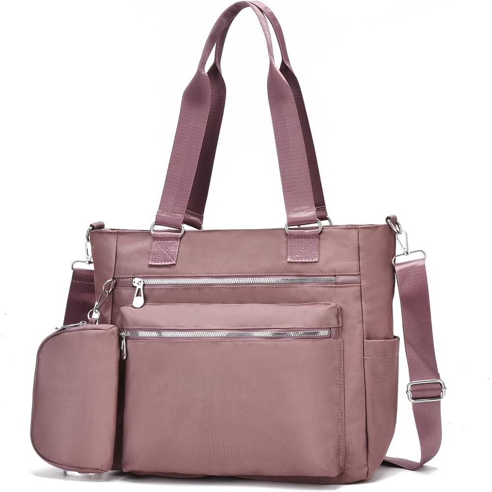 imageI IHAYNER Laptop Tote Bag for Women 156 Inch Waterproof Canvas Work Bag Business Briefcase Computer Bags for TravelPurple