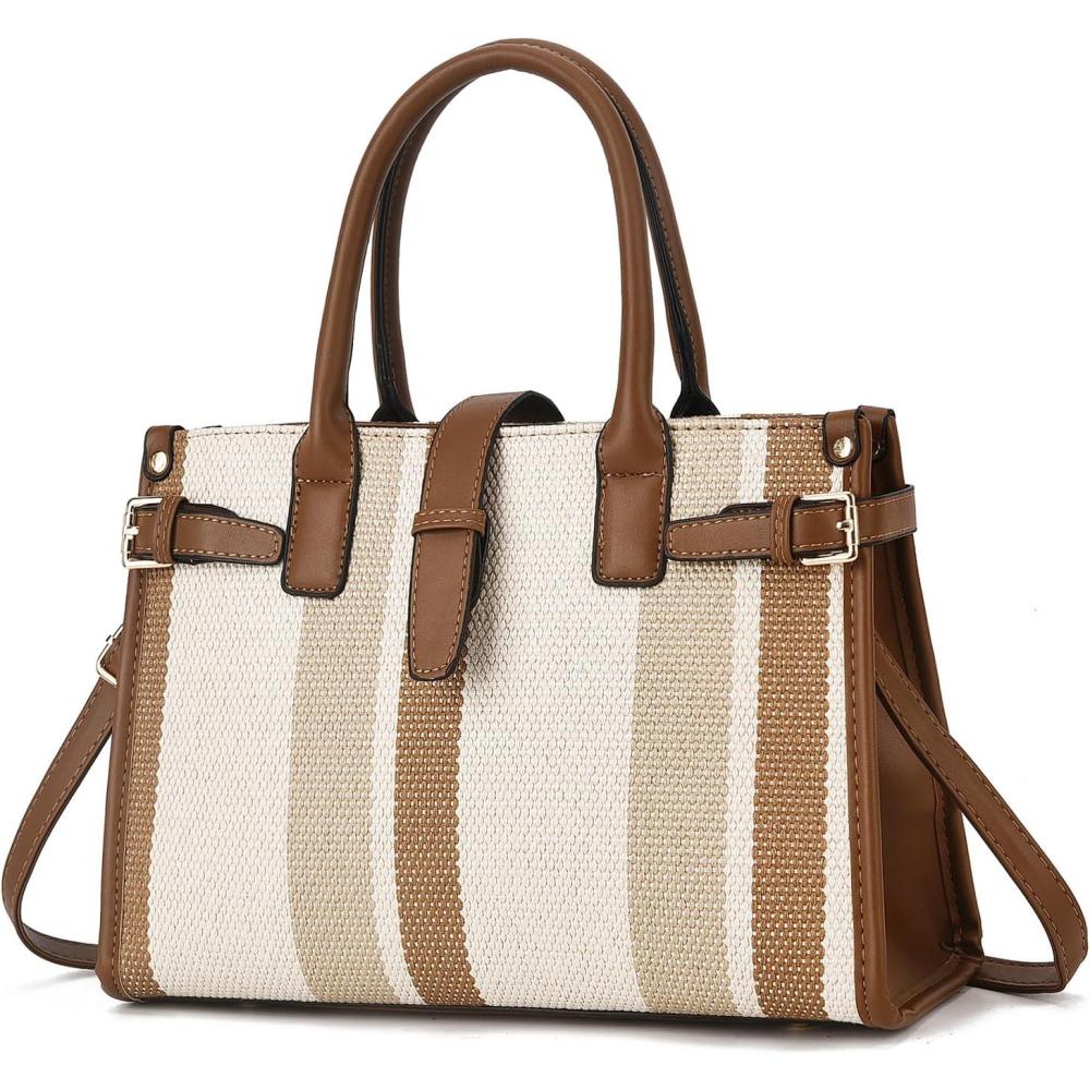 imageI IHAYNER Large Canvas Tote Bag for Women With Pockets Work Crossbody Purse Shoulder Bags Casual Handbag for TravelKhaki