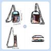 I IHAYNER Clear Bag for Stadium Events Fashion Wasit Pack for Girls Small Initial Sling Bag Holographic Laser Crossbody Bags Black-A(K)