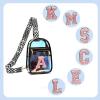 I IHAYNER Clear Bag for Stadium Events Fashion Wasit Pack for Girls Small Initial Sling Bag Holographic Laser Crossbody Bags Black-A(M)