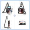 I IHAYNER Clear Bag for Stadium Events Fashion Wasit Pack for Girls Small Initial Sling Bag Holographic Laser Crossbody Bags Black-A(S)