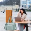 I IHAYNER Laptop Tote Bag for Women 15.6 Inch Waterproof Canvas Work Bag Business Briefcase Computer Bags for Travel(Green)