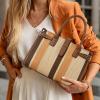 I IHAYNER Large Canvas Tote Bag for Women With Pockets Work Crossbody Purse Shoulder Bags Casual Handbag for Travel(Khaki)