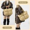 I IHAYNER Puffer Tote Bag for Women Large Quilted Puffy Handbag Lightweight Satchel Purse for Work Travel Padded Shoulder Bag(Green)