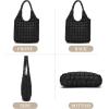 I IHAYNER Quilted Puffer Hobo Bag for Women Large Soft Puffy Shoulder Bag Quilted Carryall Tote Bag Hobo Handbags for Travel(Black)