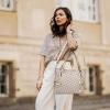I IHAYNER Vegan Leather Tote Bag Large Handbags for Women Tote Bag Designer Bags with Compartment for Travel Work(Beige)