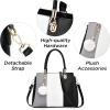 Women Handbags Large Tote Shoulder Bag Crossbody Bag for Women Color Stitching Top Handle Satchel Hobo 2pcs Purse Set(Black-1)