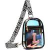 I IHAYNER Clear Bag for Stadium Events Fashion Wasit Pack for Girls Small Initial Sling Bag Holographic Laser Crossbody Bags Black-A(L)