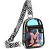 I IHAYNER Clear Bag for Stadium Events Fashion Wasit Pack for Girls Small Initial Sling Bag Holographic Laser Crossbody Bags Black-A(M)