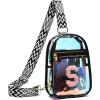 I IHAYNER Clear Bag for Stadium Events Fashion Wasit Pack for Girls Small Initial Sling Bag Holographic Laser Crossbody Bags Black-A(S)