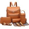 I IHAYNER Diaper Bag Backpack Leather Backpack for Women Travel Backpack Baby Bag Large with Troller Straps Capacity for Wet Clothes, Breast Pump, Milk Bottle Brown(Brown)