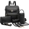 I IHAYNER Diaper Bag Backpack Leather Backpack for Women Travel Backpack Baby Bag Large with Troller Straps Capacity for Wet Clothes, Breast Pump, Milk Bottle Brown(Black)
