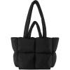 I IHAYNER Puffer Tote Bag for Women Large Quilted Puffy Handbag Lightweight Satchel Purse for Work Travel Padded Shoulder Bag(Black)