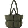 I IHAYNER Puffer Tote Bag for Women Large Quilted Puffy Handbag Lightweight Satchel Purse for Work Travel Padded Shoulder Bag(Green)