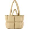 I IHAYNER Puffer Tote Bag for Women Large Quilted Puffy Handbag Lightweight Satchel Purse for Work Travel Padded Shoulder Bag(Khaki)