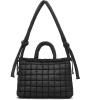I IHAYNER Puffer Tote Bag for Women Large Quilted Top Handle Bags Soft Puffy Crossbody Bag Lightweight Carryall Bag for Work(Black)