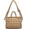 I IHAYNER Puffer Tote Bag for Women Large Quilted Top Handle Bags Soft Puffy Crossbody Bag Lightweight Carryall Bag for Work(Khaki)