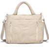 I IHAYNER Puffer Tote Bag for Women Lightweight Top Handle Handbag Large Shoulder Bag with Zipper for Travel Work(Beige-1)