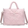 I IHAYNER Puffer Tote Bag for Women Lightweight Top Handle Handbag Large Shoulder Bag with Zipper for Travel Work(Pink)