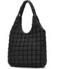 I IHAYNER Quilted Puffer Hobo Bag for Women Large Soft Puffy Shoulder Bag Quilted Carryall Tote Bag Hobo Handbags for Travel(Black)