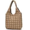 I IHAYNER Quilted Puffer Hobo Bag for Women Large Soft Puffy Shoulder Bag Quilted Carryall Tote Bag Hobo Handbags for Travel(Khaki)