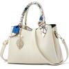 I IHAYNER Women Purses and Handbags Leather Top Handle Handbags Satchel Shoulder Bags for Mom Messenger Tote Bag for Ladies(White)
