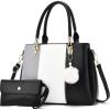 Women Handbags Large Tote Shoulder Bag Crossbody Bag for Women Color Stitching Top Handle Satchel Hobo 2pcs Purse Set(Black-1)