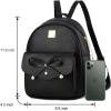 I IHAYNER Girls Bowknot 3-Pieces Fahsion Leather Backpack Backpack Purse for Women Rucksack for Ladies Shoulder Bag(Black)