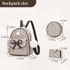 I IHAYNER Girls Bowknot 3-Pieces Fahsion Leather Backpack Backpack Purse for Women Rucksack for Ladies Shoulder Bag(Coffee)