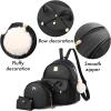 I IHAYNER Girls Bowknot 3-Pieces Fahsion Leather Backpack Backpack Purse for Women Rucksack for Ladies Shoulder Bag(Dark Apricot)