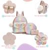 I IHAYNER Girls Bowknot 3-Pieces Fahsion Leather Backpack Backpack Purse for Women Rucksack for Ladies Shoulder Bag(Glitter Pink)