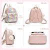I IHAYNER Girls Bowknot 3-Pieces Fahsion Leather Backpack Backpack Purse for Women Rucksack for Ladies Shoulder Bag(Glitter Pink)