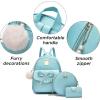 I IHAYNER Girls Bowknot 3-Pieces Fahsion Leather Backpack Backpack Purse for Women Rucksack for Ladies Shoulder Bag(Pearl Blue)