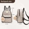 I IHAYNER Girls Fashion Backpack Purse Leather Mini Backpack Purse for Women Satchel School Bags with Pompom Travel Daypacks(Kahki)