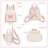 I IHAYNER Women Quilted Leather Backpack Small Bowknot Mini Backpack Purse for Girls Personalized Trendy Stuff Gifts for Kids Blue(Blue)