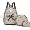 I IHAYNER Girls Bowknot 3-Pieces Fahsion Leather Backpack Backpack Purse for Women Rucksack for Ladies Shoulder Bag(Khaki)