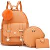 I IHAYNER Mini Backpack Purse for Teen Girls 3-PCS Fashion Backpack Cute Travel Daypacks Women Pompom Backpack Shoulder Bag(Orange)