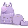 I IHAYNER Mini Backpack Purse for Teen Girls 3-PCS Fashion Backpack Cute Travel Daypacks Women Pompom Backpack Shoulder Bag(Purple)
